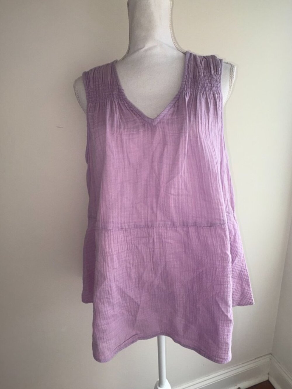 NEW NWT Faherty Dream Cotton Gauze Ainsley Top Lavender Nirvana size Large - Picture 9 of 13